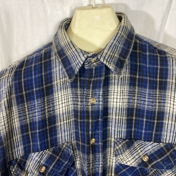 vintage weargaurd plaid red long sleeve button up shirt work outdoor Blue Warm - Picture 4 of 15